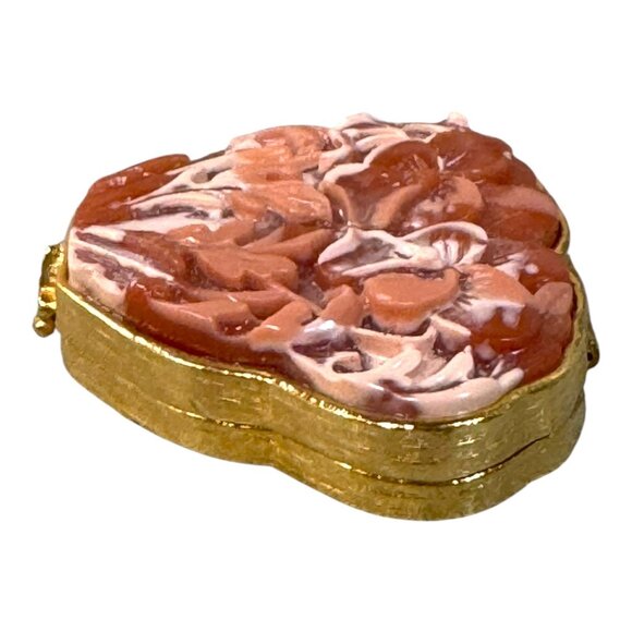 Vintage Estee Lauder Solid Perfume Compact Carved Coral Pansies Sea Jewel No Box - Picture 8 of 12